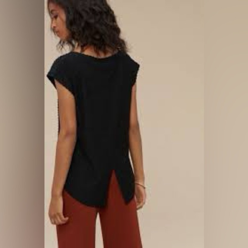 🌼💕 Aritzia Wilfred Anvers Open Kite Back Swiss Dot Blouse M Black